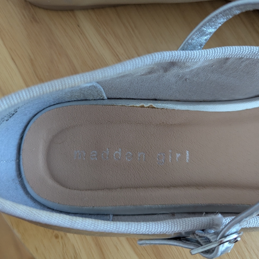 Metallic Silver Mary Jane Flats - Picture 5 of 9